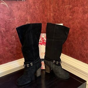 Chinese Laundry Backstreet Black Suede Tall Boots size 7 M